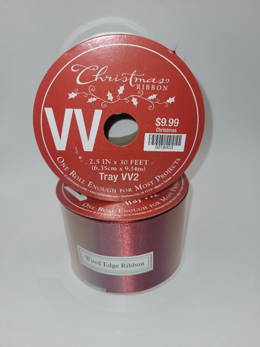 2 Rolls Satin Red Wire Edge Ribbon 2.5 Inches x 30 Feet Red Christmas Ribbon New
